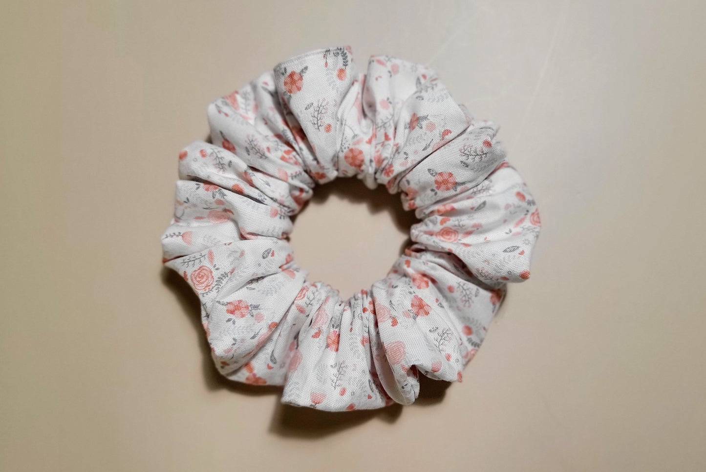 Rose Cotton Scrunchie is Pale Red Florals