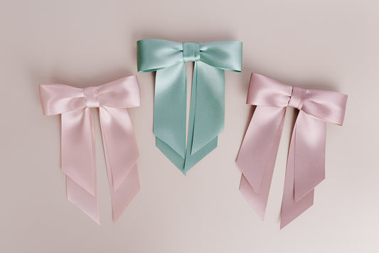 Double Tail Satin Hair Bow Barrette