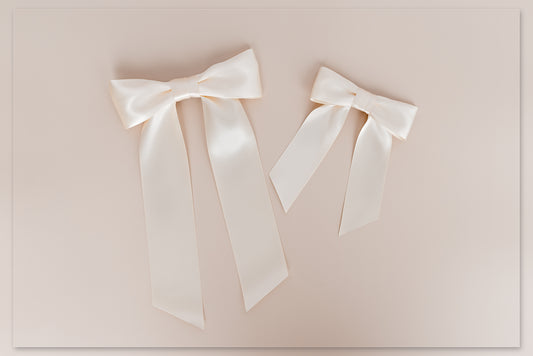 Mom&Me Satin Hairbow Barrette in Ivory