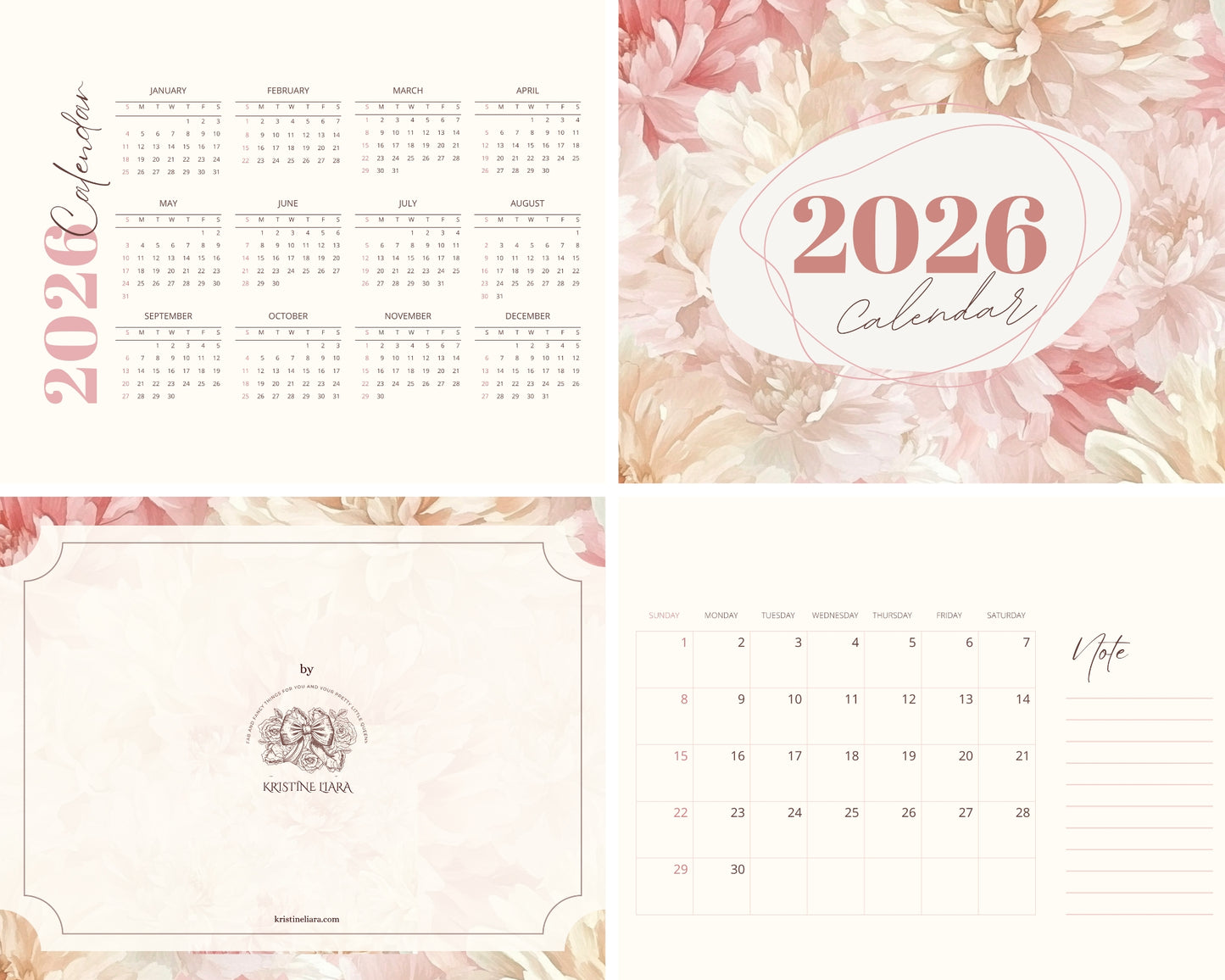 2026 Calendar by Kristine Liara, perfect gift