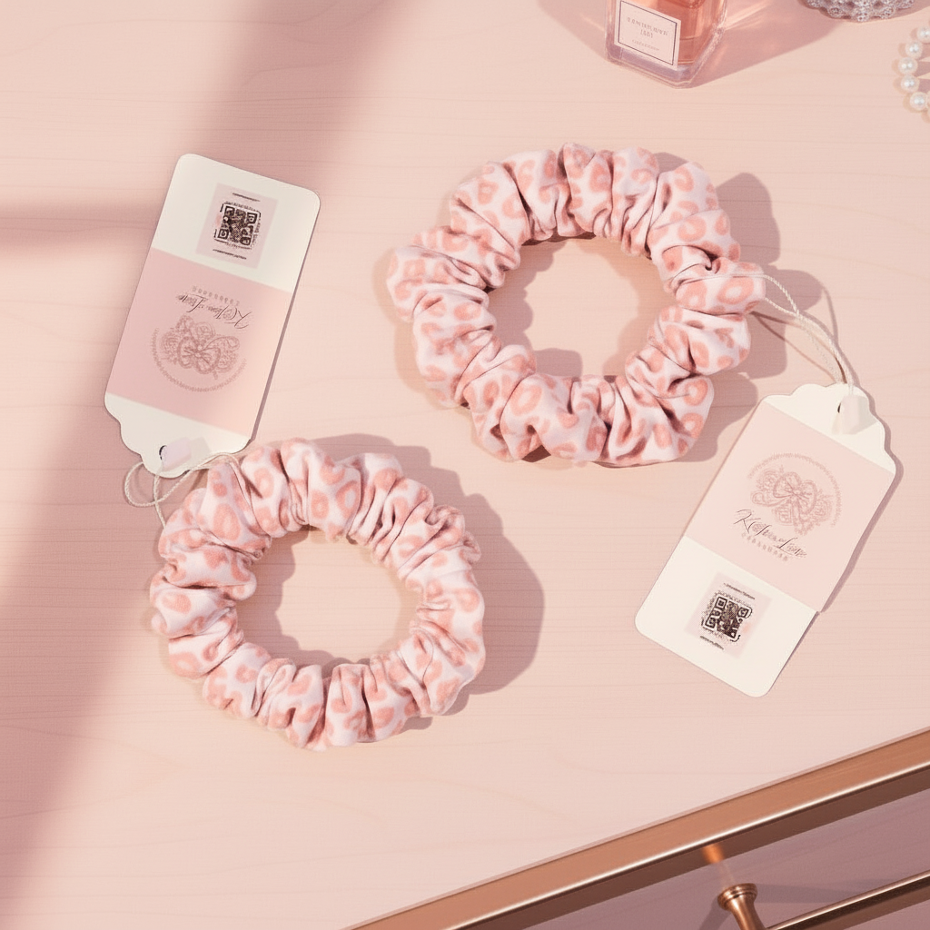 Pink Fairy Jersey Knit Fabric Scrunchie in Pink