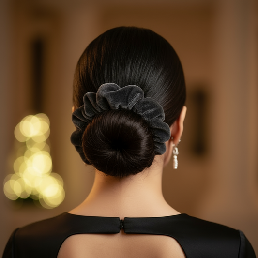 GRAY Stretch Velvet Scrunchie