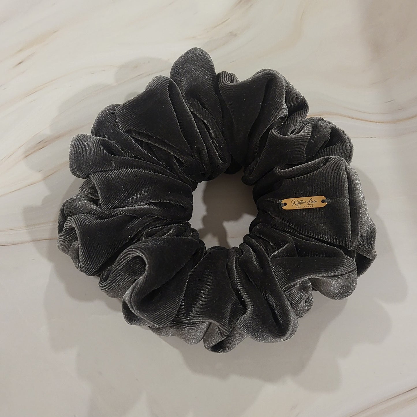 GRAY Stretch Velvet Scrunchie
