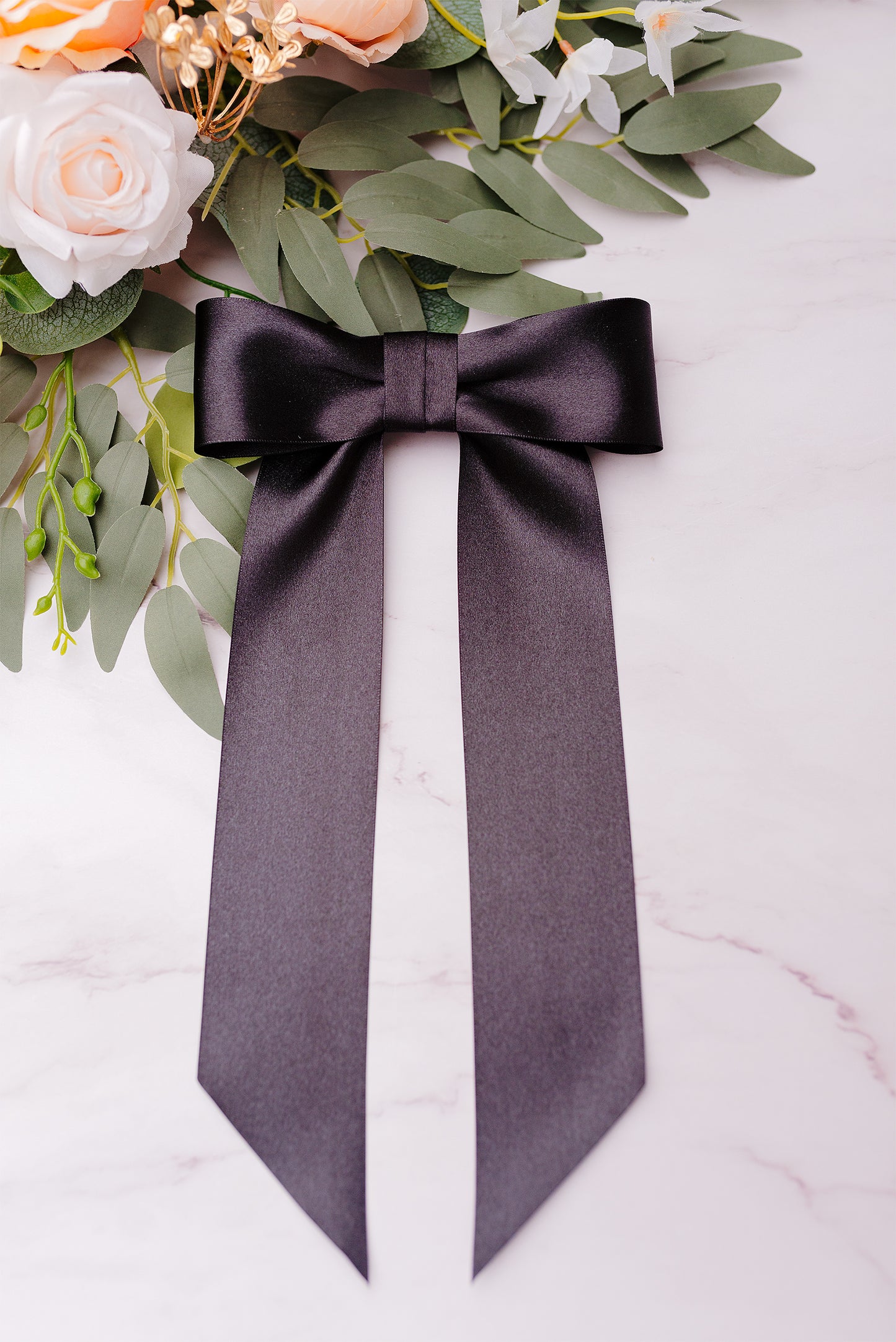 Cleotilde Satin Hair Bow Barrette in Black